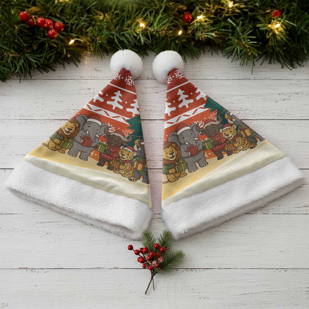 Zambia Christmas Santa Hat African Animals Tree Snowflakes and National Emblem - African Pride