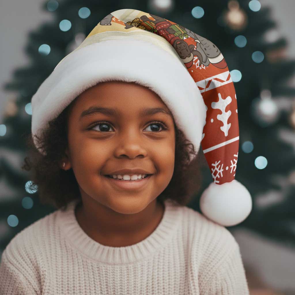 Zambia Christmas Santa Hat African Animals Tree Snowflakes and National Emblem - African Pride