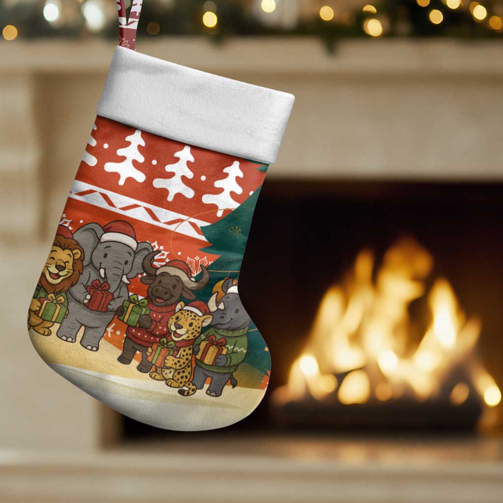 Zambia Christmas Stocking African Animals Tree Snowflakes and National Emblem - African Pride