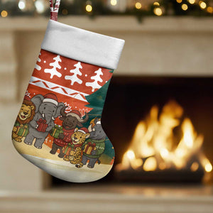 Zambia Christmas Stocking African Animals Tree Snowflakes and National Emblem - African Pride