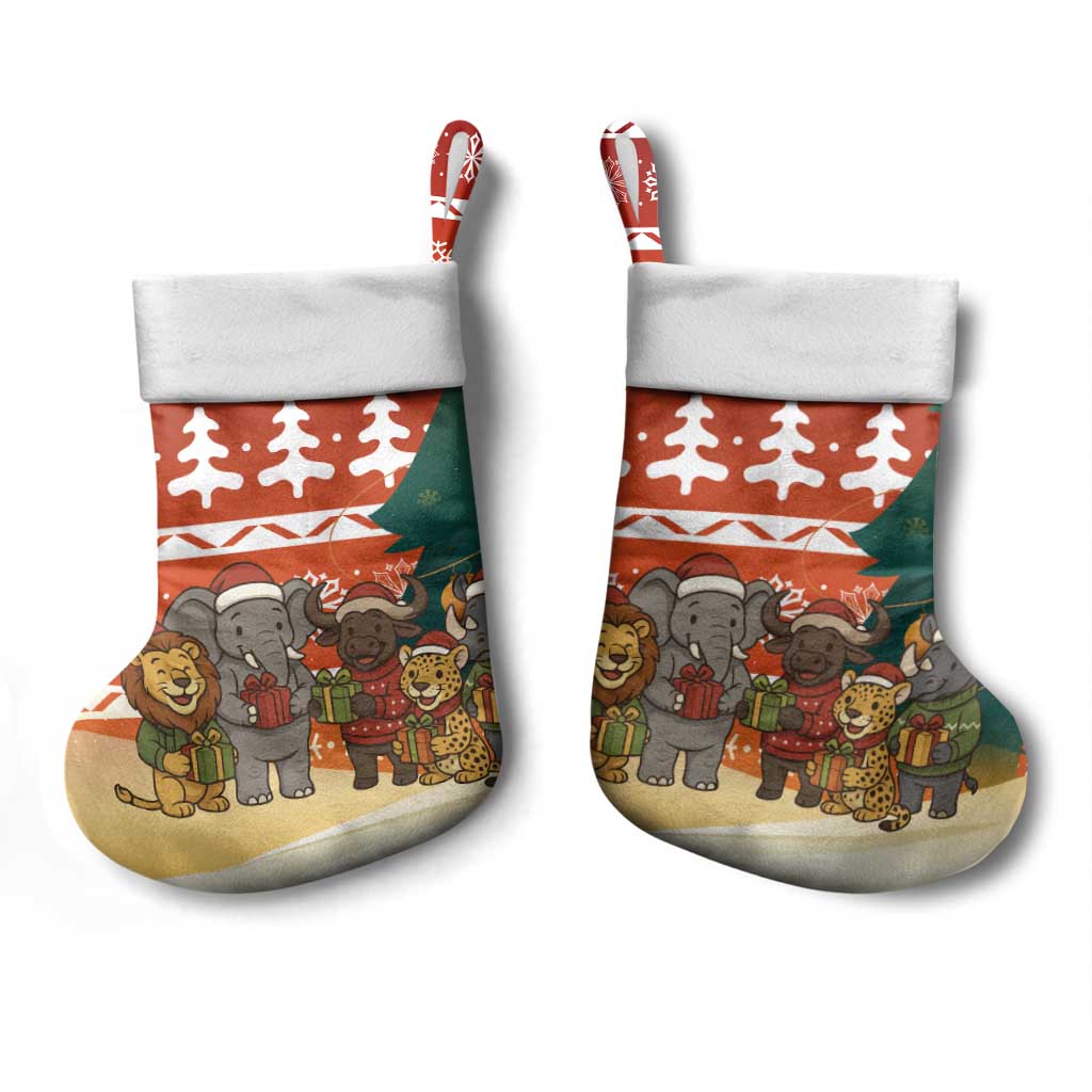 Zambia Christmas Stocking African Animals Tree Snowflakes and National Emblem - African Pride