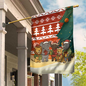 Zambia Christmas Garden Flag African Animals Tree Snowflakes and National Emblem - African Pride