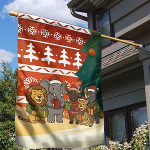 Zambia Christmas Garden Flag African Animals Tree Snowflakes and National Emblem - African Pride