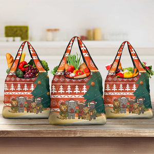 Zambia Christmas Grocery Bag African Animals Tree Snowflakes and National Emblem - African Pride