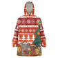 Zambia Christmas Kid Wearable Blanket Hoodie African Animals Tree Snowflakes and National Emblem - African Pride