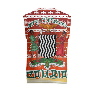 Zambia Christmas Knitted V-Neck Vest African Animals Tree Snowflakes and National Emblem - African Pride