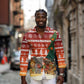 Zambia Christmas Long Sleeve Button Shirt African Animals Tree Snowflakes and National Emblem - African Pride