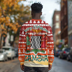Zambia Christmas Long Sleeve Shirt African Animals Tree Snowflakes and National Emblem - African Pride