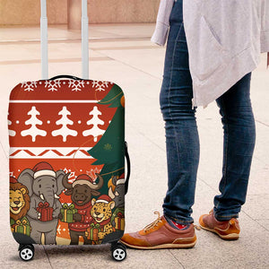 Zambia Christmas Luggage Cover African Animals Tree Snowflakes and National Emblem - African Pride
