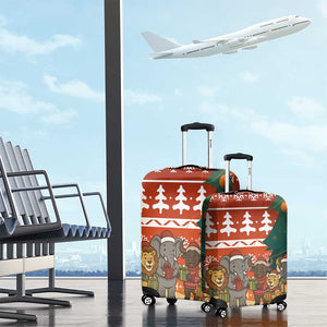 Zambia Christmas Luggage Cover African Animals Tree Snowflakes and National Emblem - African Pride