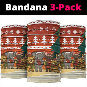 Zambia Christmas Neck Gaiter African Animals Tree Snowflakes and National Emblem - African Pride
