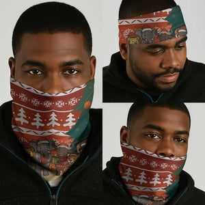 Zambia Christmas Neck Gaiter African Animals Tree Snowflakes and National Emblem - African Pride