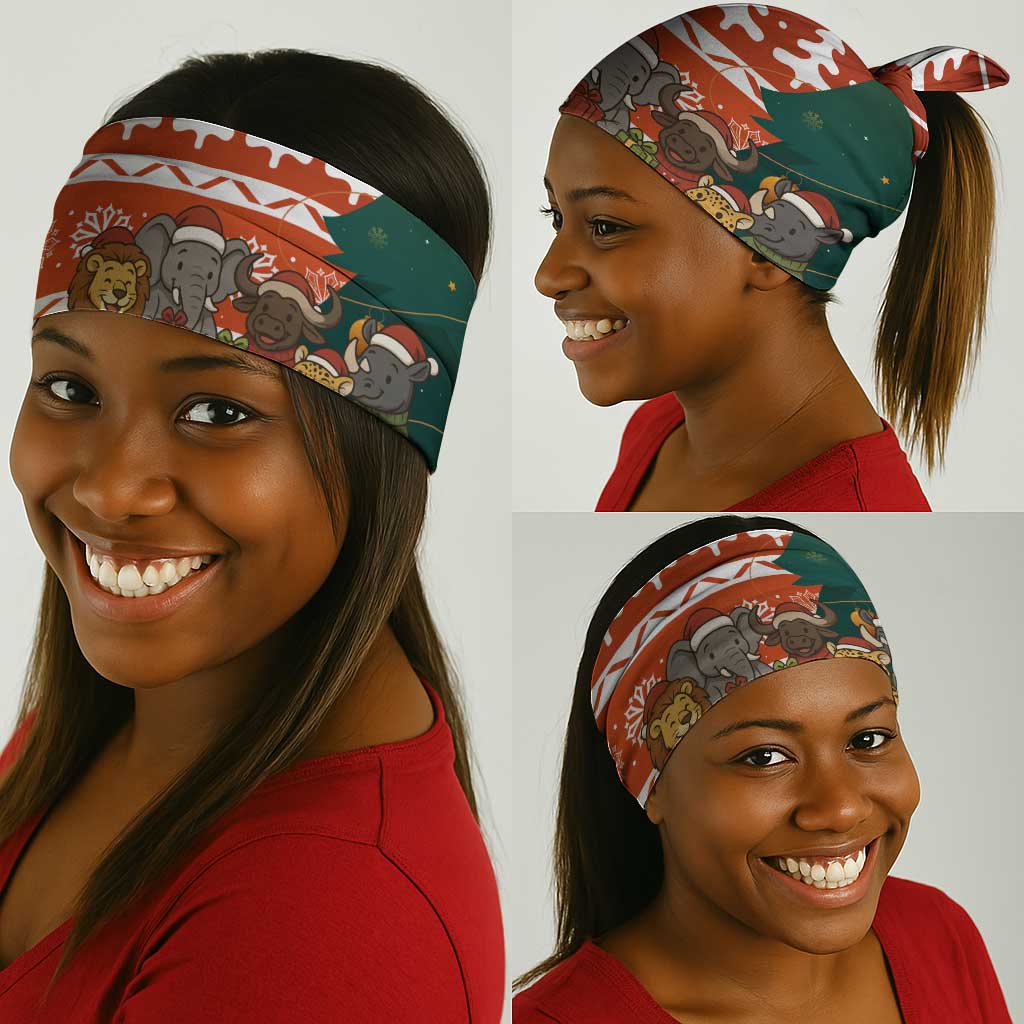 Zambia Christmas Neck Gaiter African Animals Tree Snowflakes and National Emblem - African Pride
