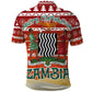 Zambia Christmas Polo Shirt African Animals Tree Snowflakes and National Emblem - African Pride