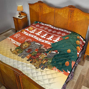 Zambia Christmas Quilt African Animals Tree Snowflakes and National Emblem - African Pride