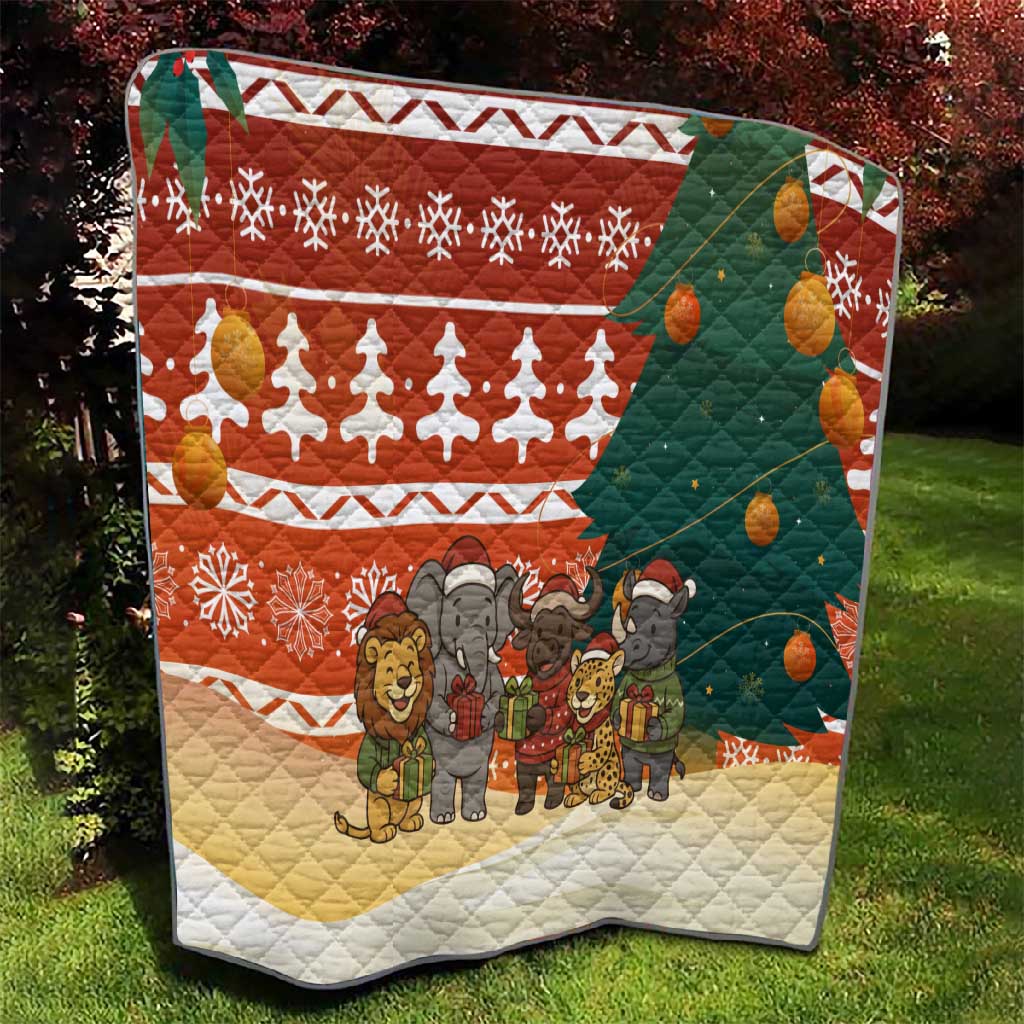 Zambia Christmas Quilt African Animals Tree Snowflakes and National Emblem - African Pride