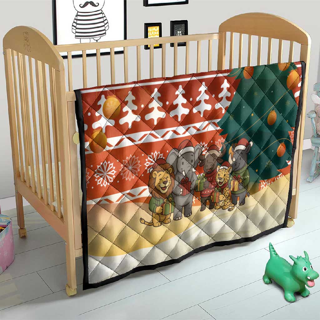 Zambia Christmas Quilt African Animals Tree Snowflakes and National Emblem - African Pride