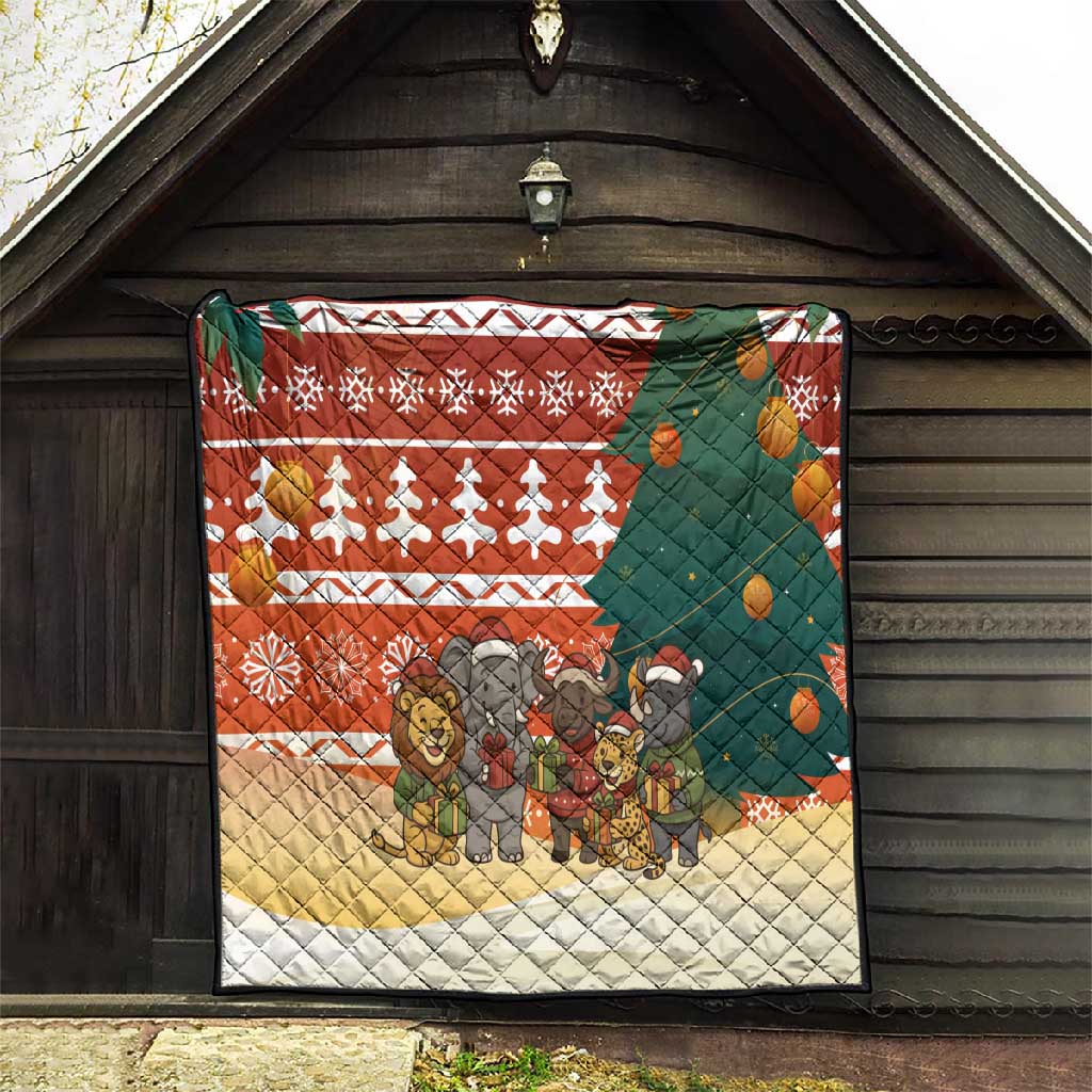 Zambia Christmas Quilt African Animals Tree Snowflakes and National Emblem - African Pride
