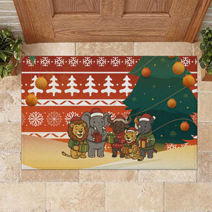 Zambia Christmas Rubber Doormat African Animals Tree Snowflakes and National Emblem - African Pride