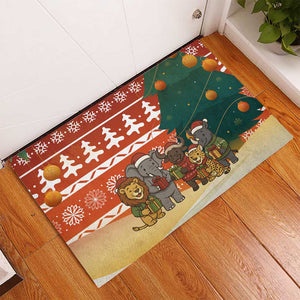 Zambia Christmas Rubber Doormat African Animals Tree Snowflakes and National Emblem - African Pride