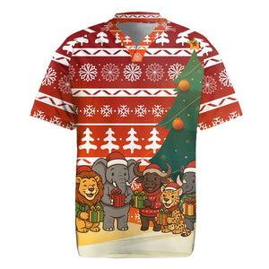Zambia Christmas Rugby Jersey African Animals Tree Snowflakes and National Emblem - African Pride