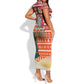 Zambia Christmas Short Sleeve Bodycon Dress African Animals Tree Snowflakes and National Emblem - African Pride