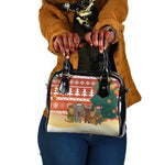 Zambia Christmas Shoulder Handbag African Animals Tree Snowflakes and National Emblem - African Pride