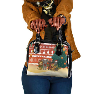 Zambia Christmas Shoulder Handbag African Animals Tree Snowflakes and National Emblem - African Pride
