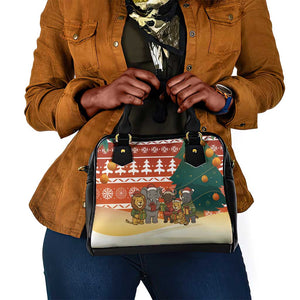 Zambia Christmas Shoulder Handbag African Animals Tree Snowflakes and National Emblem - African Pride