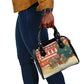 Zambia Christmas Shoulder Handbag African Animals Tree Snowflakes and National Emblem - African Pride