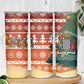 Zambia Christmas Skinny Tumbler African Animals Tree Snowflakes and National Emblem - African Pride