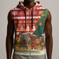 Zambia Christmas Sleeveless Zip Hoodie African Animals Tree Snowflakes and National Emblem - African Pride