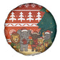 Zambia Christmas Spare Tire Cover African Animals Tree Snowflakes and National Emblem - African Pride