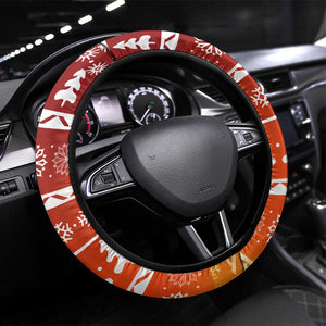 Zambia Christmas Steering Wheel Cover African Animals Tree Snowflakes and National Emblem - African Pride