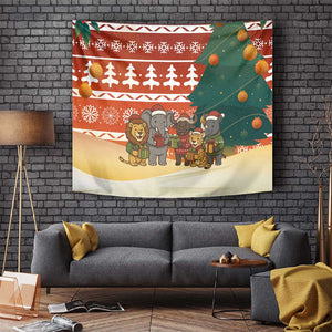 Zambia Christmas Tapestry African Animals Tree Snowflakes and National Emblem - African Pride
