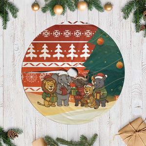 Zambia Christmas Tree Skirt African Animals Tree Snowflakes and National Emblem - African Pride