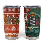 Zambia Christmas Tumbler Cup African Animals Tree Snowflakes and National Emblem - African Pride