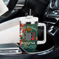 Zambia Christmas Tumbler With Handle African Animals Tree Snowflakes and National Emblem - African Pride