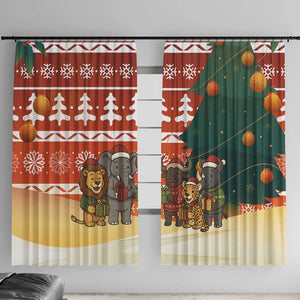Zambia Christmas Window Curtain African Animals Tree Snowflakes and National Emblem - African Pride