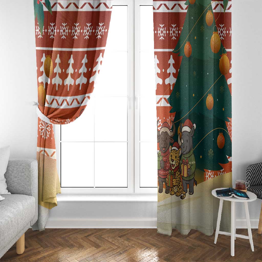 Zambia Christmas Window Curtain African Animals Tree Snowflakes and National Emblem - African Pride