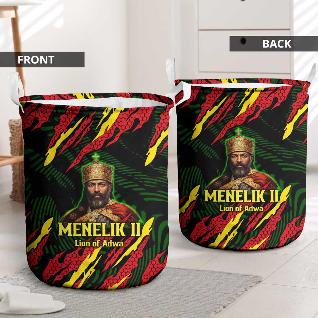 Menelik II Laundry Basket with Lion of Adwa Title, Battle of Adwa 1896 Graphic and Bold Pan-African - African Pride