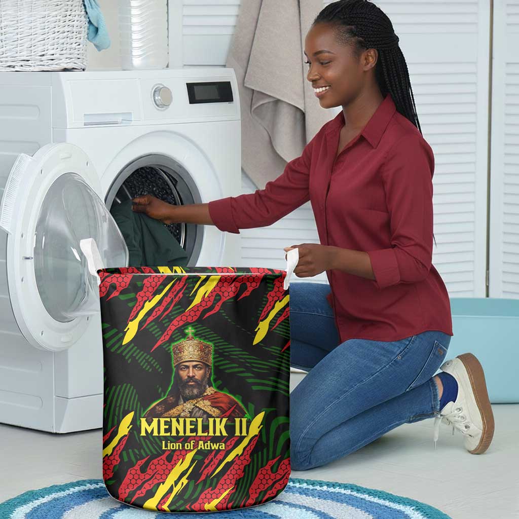Menelik II Laundry Basket with Lion of Adwa Title, Battle of Adwa 1896 Graphic and Bold Pan-African - African Pride