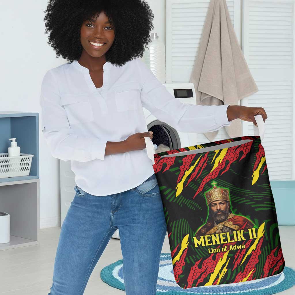 Menelik II Laundry Basket with Lion of Adwa Title, Battle of Adwa 1896 Graphic and Bold Pan-African - African Pride