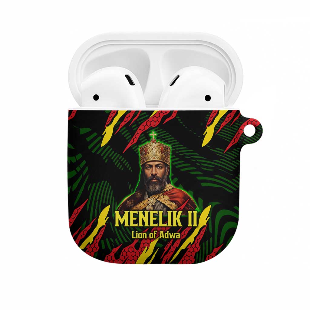 Menelik II AirPods Case with Lion of Adwa Title, Battle of Adwa 1896 Graphic and Bold Pan-African - African Pride