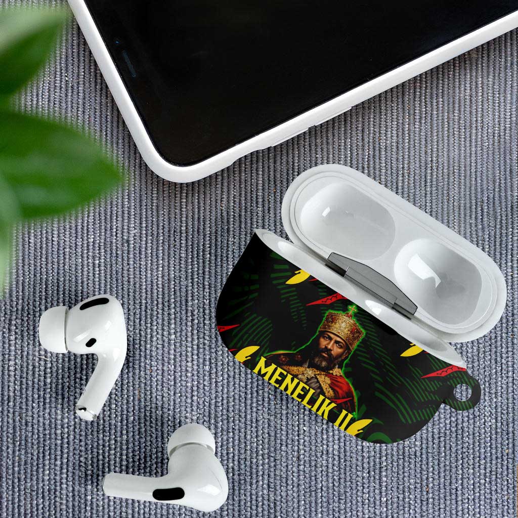 Menelik II AirPods Case with Lion of Adwa Title, Battle of Adwa 1896 Graphic and Bold Pan-African - African Pride