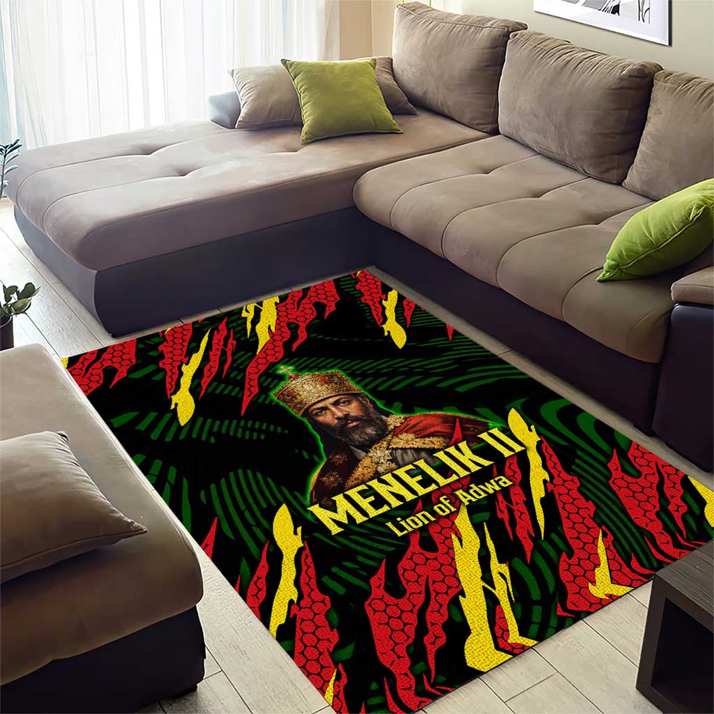 Menelik II Area Rug with Lion of Adwa Title, Battle of Adwa 1896 Graphic and Bold Pan-African - African Pride