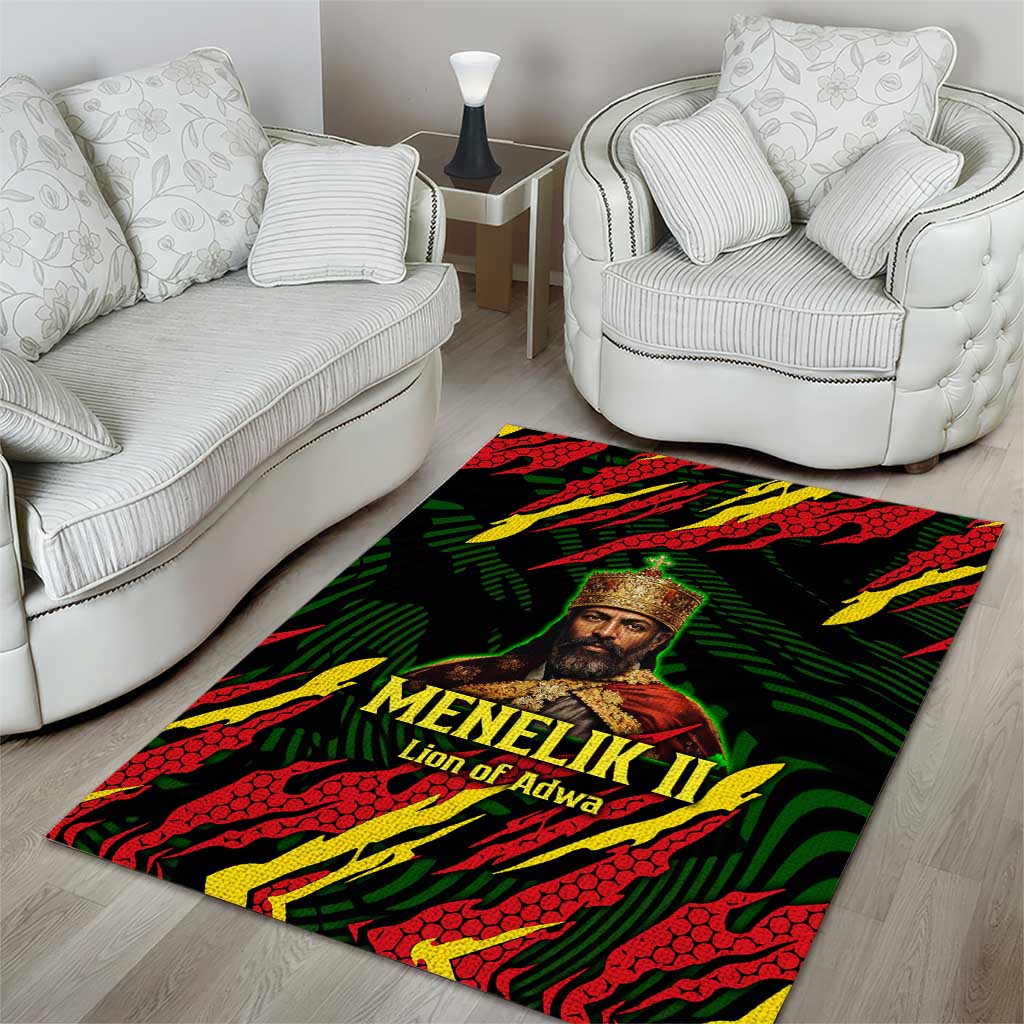 Menelik II Area Rug with Lion of Adwa Title, Battle of Adwa 1896 Graphic and Bold Pan-African - African Pride