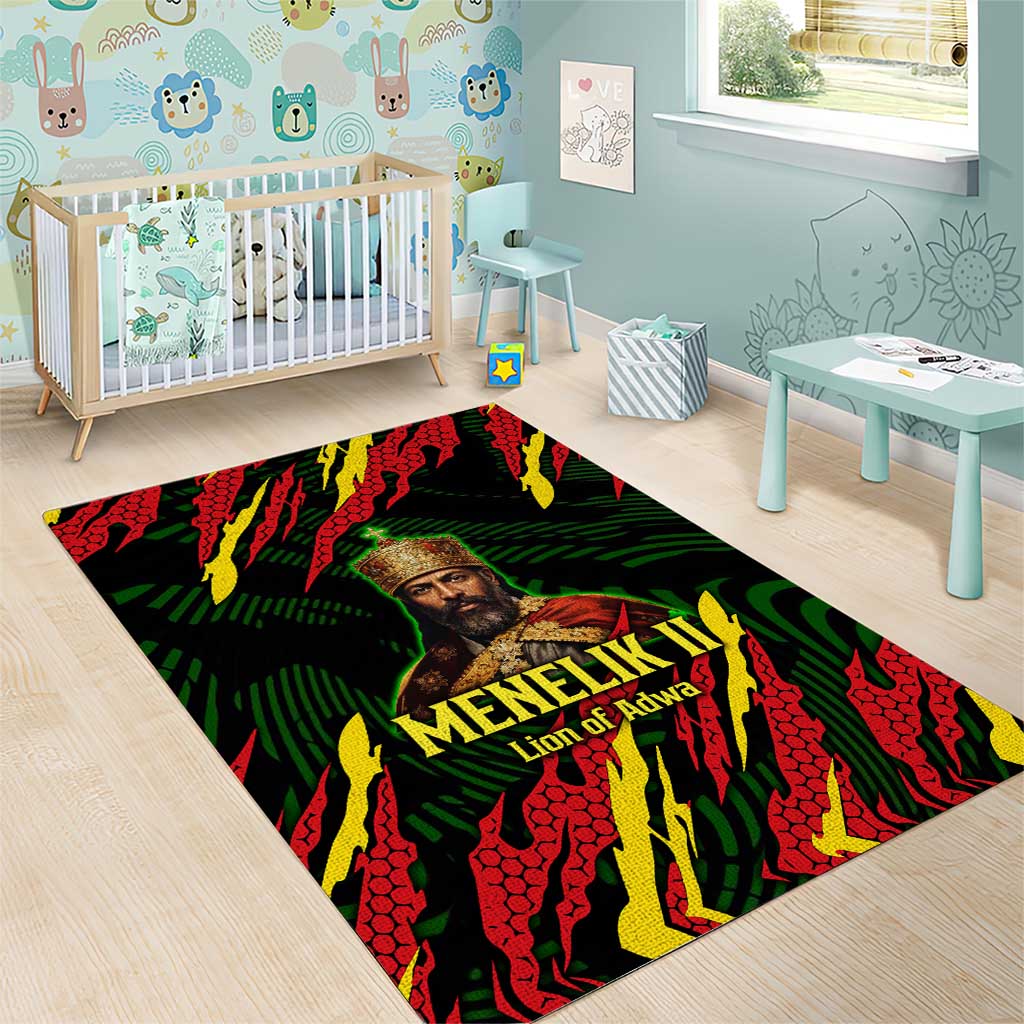 Menelik II Area Rug with Lion of Adwa Title, Battle of Adwa 1896 Graphic and Bold Pan-African - African Pride