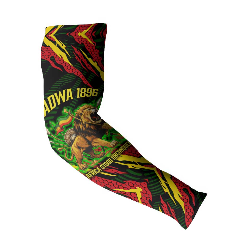 Menelik II Arm Sleeves with Lion of Adwa Title, Battle of Adwa 1896 Graphic and Bold Pan-African - African Pride