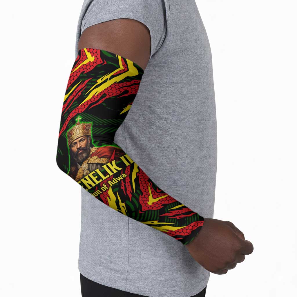Menelik II Arm Sleeves with Lion of Adwa Title, Battle of Adwa 1896 Graphic and Bold Pan-African - African Pride